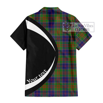 Stewart of Appin Hunting Modern Tartan Short Sleeve Button Up with Family Crest Circle Style