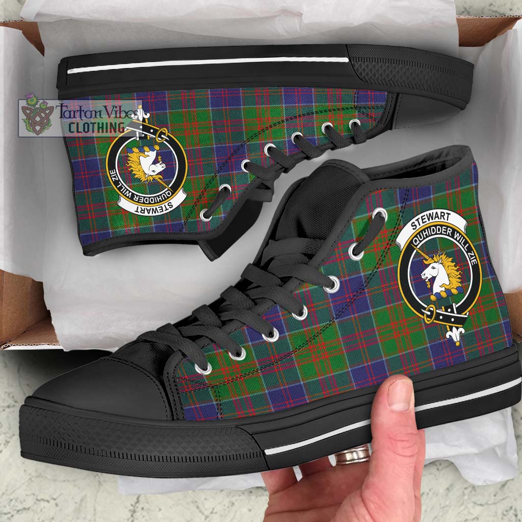 Tartan Vibes Clothing Stewart of Appin Hunting Modern Tartan High Top Shoes with Family Crest