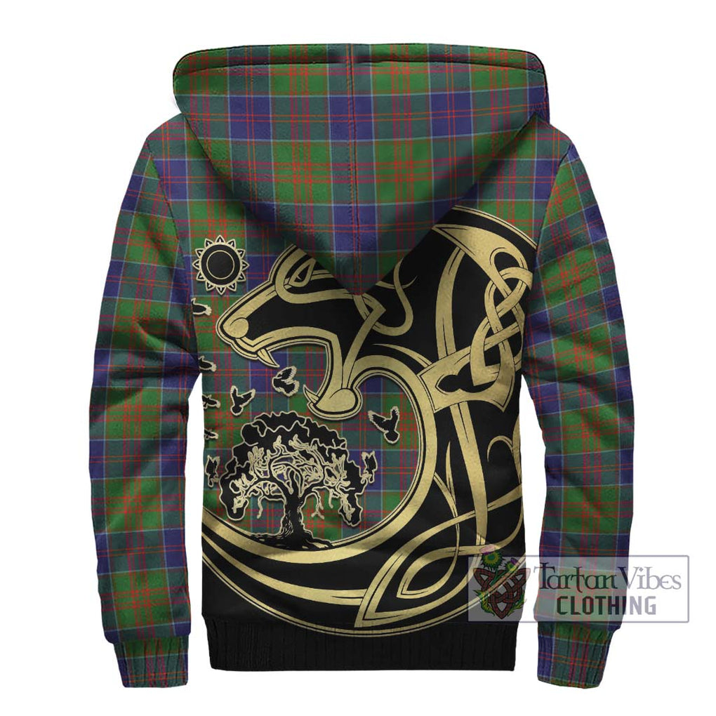 Stewart of Appin Hunting Modern Tartan Sherpa Hoodie with Family Crest Celtic Wolf Style - Tartan Vibes Clothing