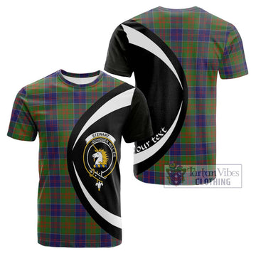 Stewart of Appin Hunting Modern Tartan Cotton T-shirt with Family Crest Circle Style