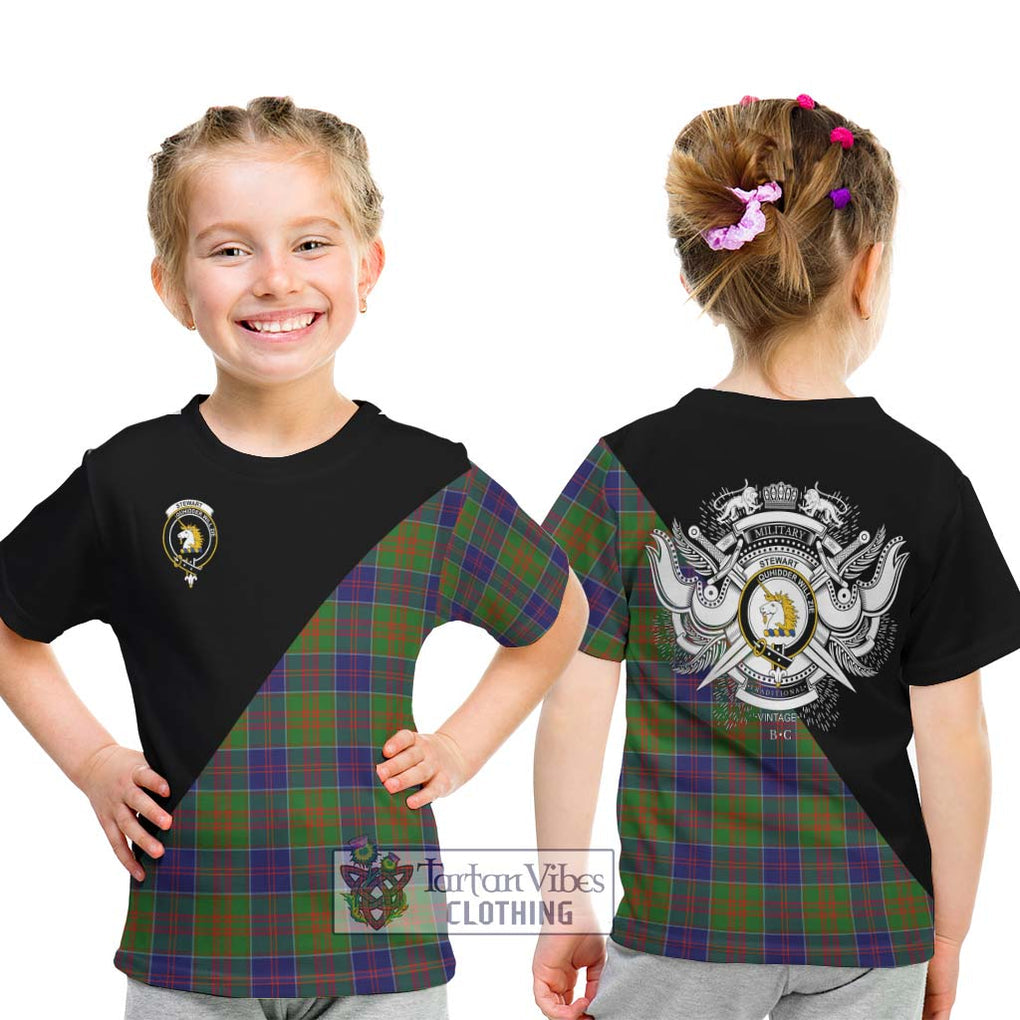 Stewart of Appin Hunting Modern Tartan Kid T-Shirt with Family Crest and Military Logo Style - Tartanvibesclothing Shop