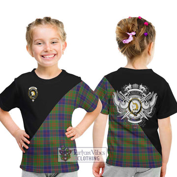 Stewart of Appin Hunting Modern Tartan Kid T-Shirt with Family Crest and Military Logo Style