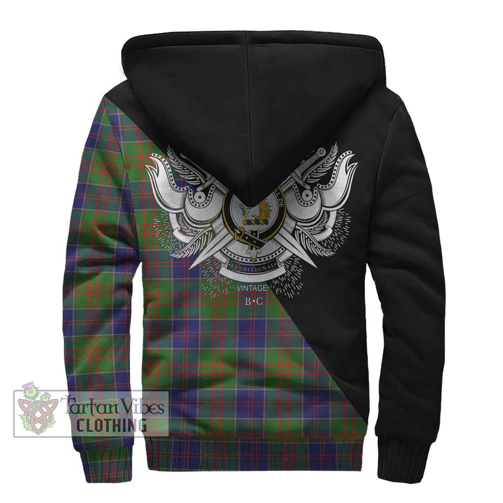 Stewart of Appin Hunting Modern Tartan Sherpa Hoodie with Family Crest and Military Logo Style - Tartanvibesclothing Shop