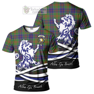 Stewart of Appin Hunting Modern Tartan Cotton T-shirt with Alba Gu Brath Regal Lion Emblem