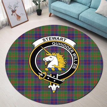 Stewart of Appin Hunting Modern Tartan Round Rug with Family Crest