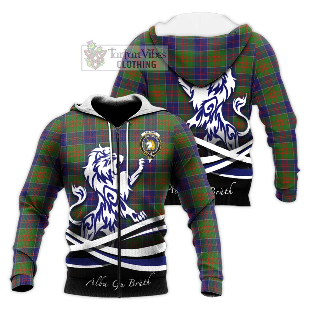 Stewart of Appin Hunting Modern Tartan Knitted Hoodie with Alba Gu Brath Regal Lion Emblem Unisex Knitted Zip Hoodie - Tartanvibesclothing Shop