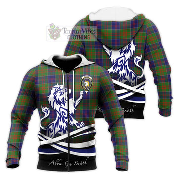 Stewart of Appin Hunting Modern Tartan Knitted Hoodie with Alba Gu Brath Regal Lion Emblem