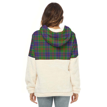 Stewart of Appin Hunting Modern Tartan Women's Borg Fleece Hoodie With Half Zip with Family Crest