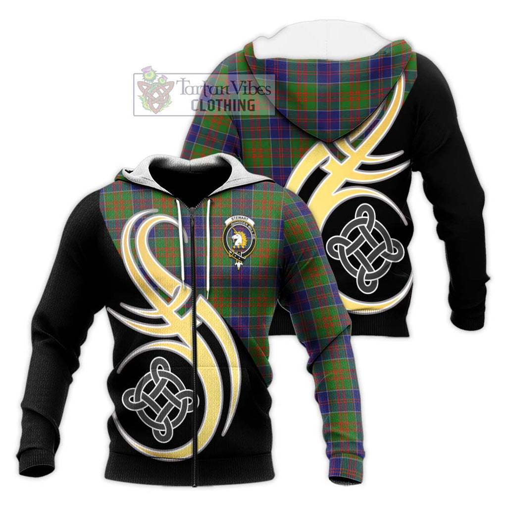 Stewart of Appin Hunting Modern Tartan Knitted Hoodie with Family Crest and Celtic Symbol Style Unisex Knitted Zip Hoodie - Tartan Vibes Clothing