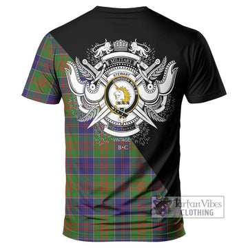 Stewart of Appin Hunting Modern Tartan T-Shirt with Family Crest and Military Logo Style