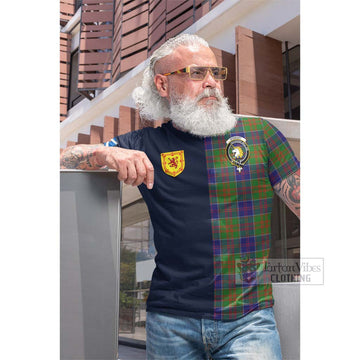 Stewart of Appin Hunting Modern Tartan Cotton T-shirt Alba with Scottish Lion Royal Arm Half Style