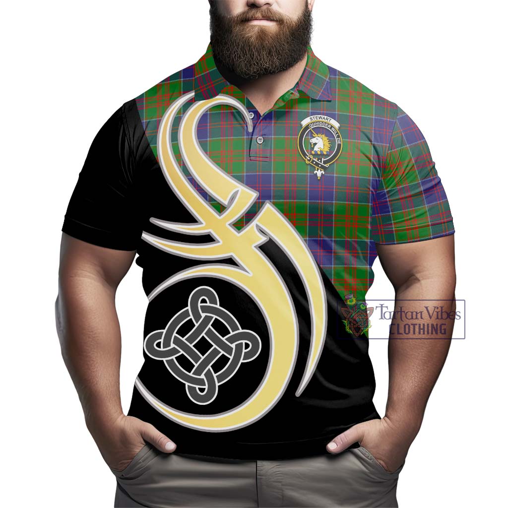 Tartan Vibes Clothing Stewart of Appin Hunting Modern Tartan Polo Shirt with Family Crest and Celtic Symbol Style