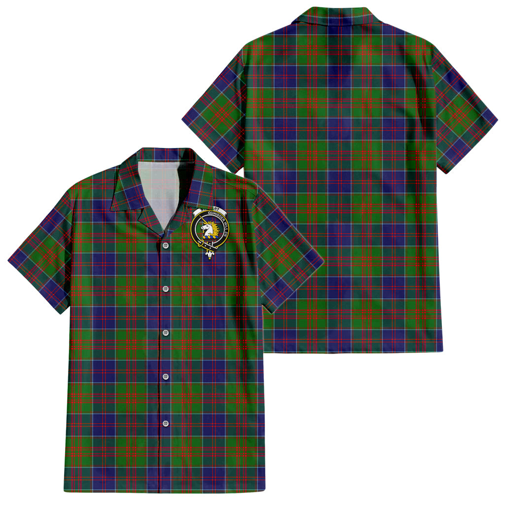 stewart-of-appin-hunting-modern-tartan-short-sleeve-button-down-shirt-with-family-crest