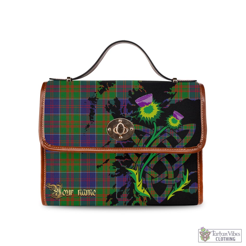 Tartan Vibes Clothing Stewart of Appin Hunting Modern Tartan Waterproof Canvas Bag with Scotland Map and Thistle Celtic Accents