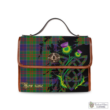 Stewart of Appin Hunting Modern Tartan Waterproof Canvas Bag with Scotland Map and Thistle Celtic Accents