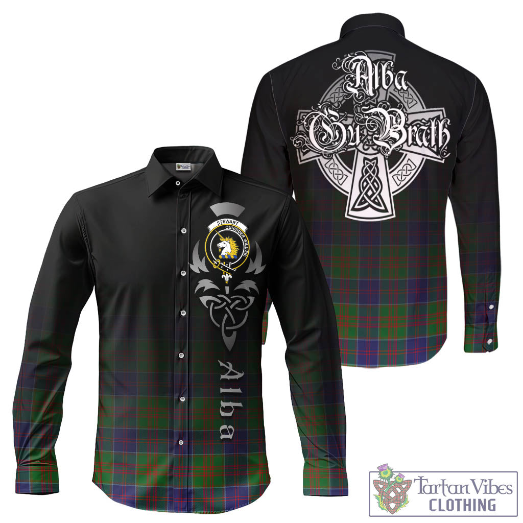 Tartan Vibes Clothing Stewart of Appin Hunting Modern Tartan Long Sleeve Button Up Featuring Alba Gu Brath Family Crest Celtic Inspired