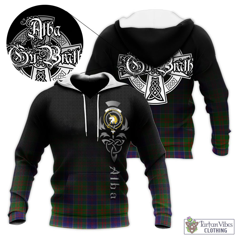 Tartan Vibes Clothing Stewart of Appin Hunting Modern Tartan Knitted Hoodie Featuring Alba Gu Brath Family Crest Celtic Inspired