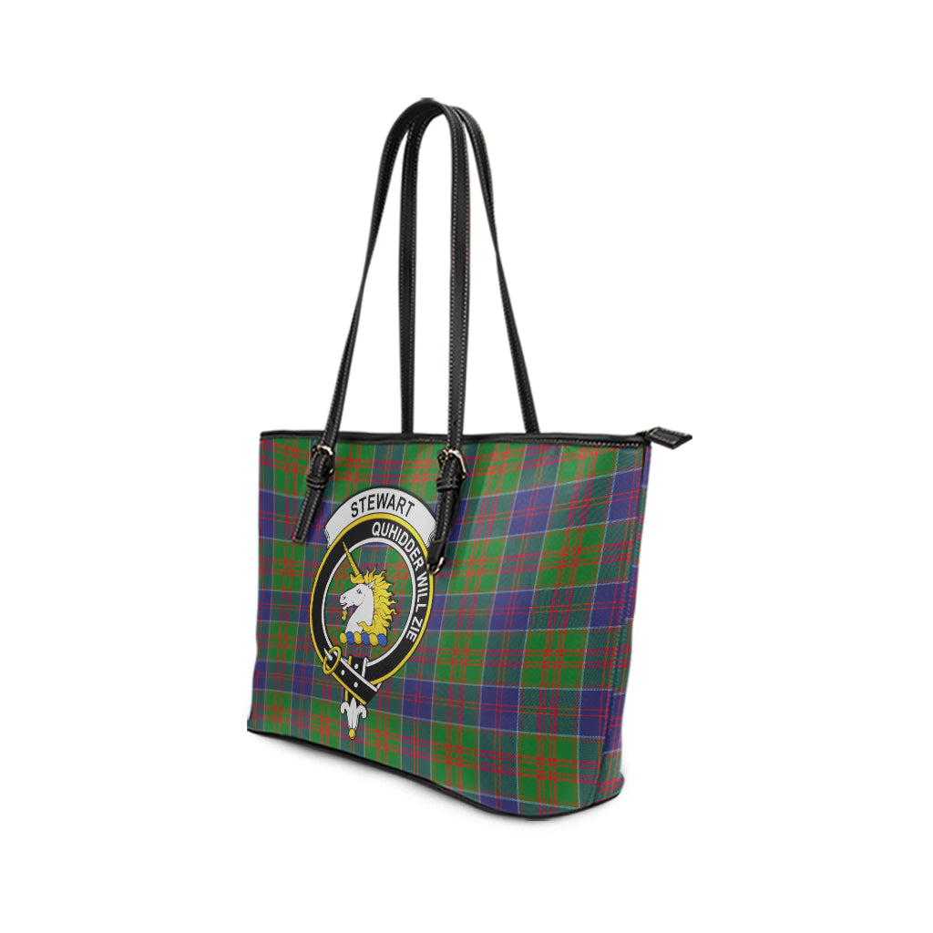 Stewart of Appin Hunting Modern Tartan Leather Tote Bag with Family Crest - Tartan Vibes Clothing