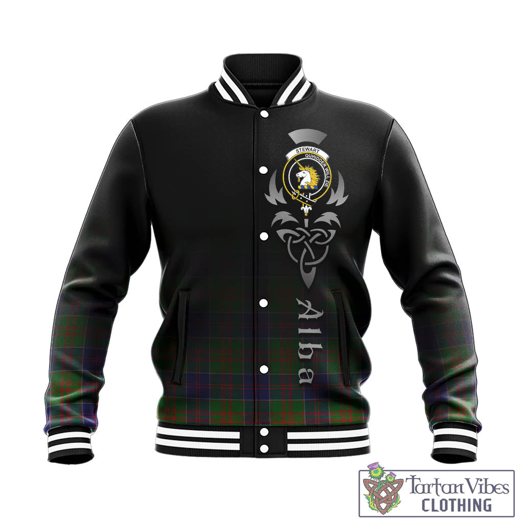 Tartan Vibes Clothing Stewart of Appin Hunting Modern Tartan Baseball Jacket Featuring Alba Gu Brath Family Crest Celtic Inspired