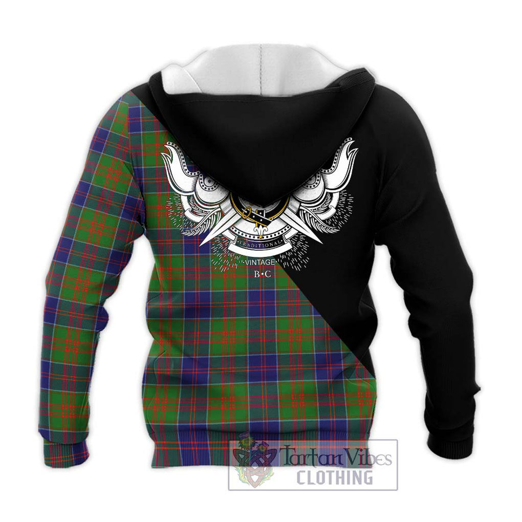 Stewart of Appin Hunting Modern Tartan Knitted Hoodie with Family Crest and Military Logo Style - Tartanvibesclothing Shop