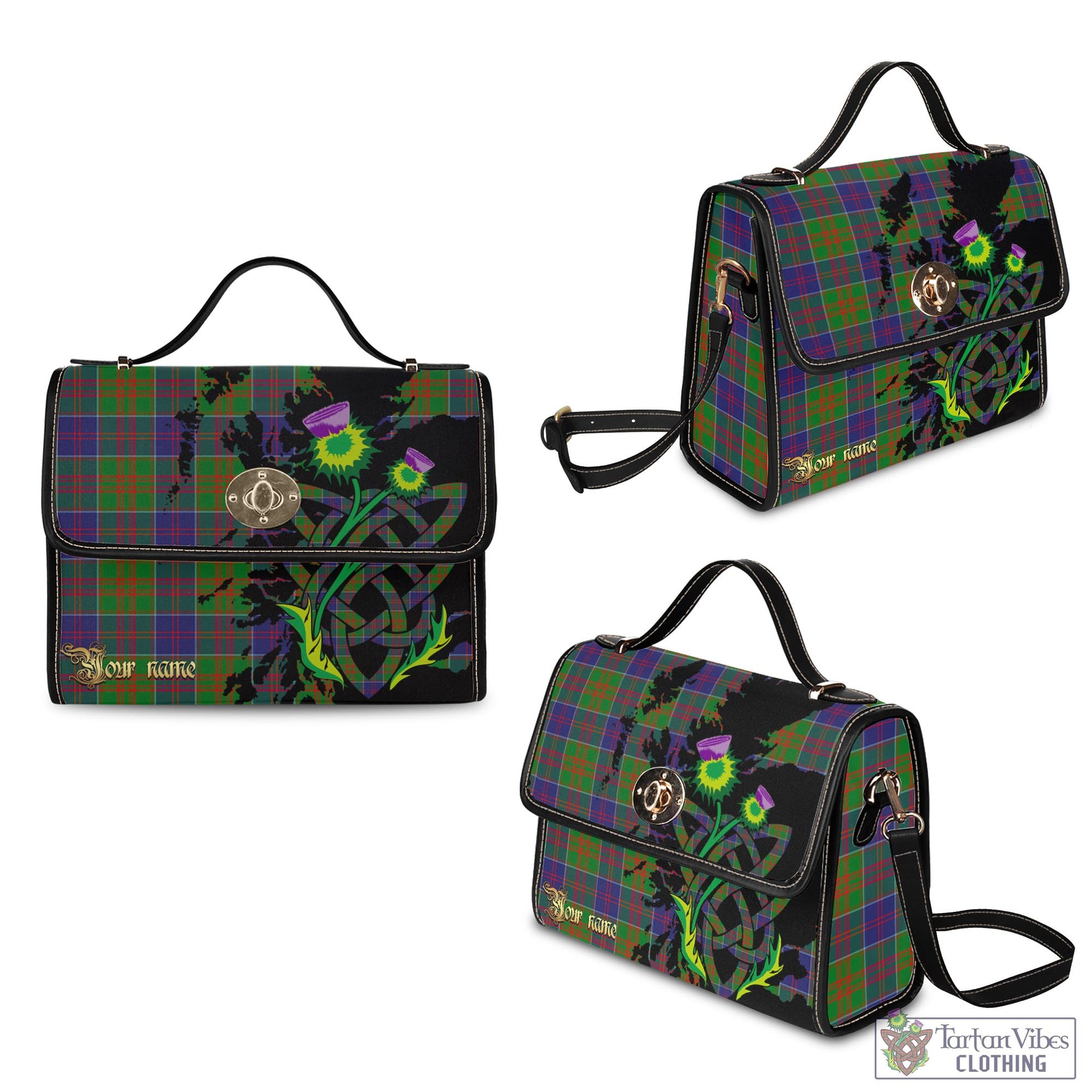 Tartan Vibes Clothing Stewart of Appin Hunting Modern Tartan Waterproof Canvas Bag with Scotland Map and Thistle Celtic Accents