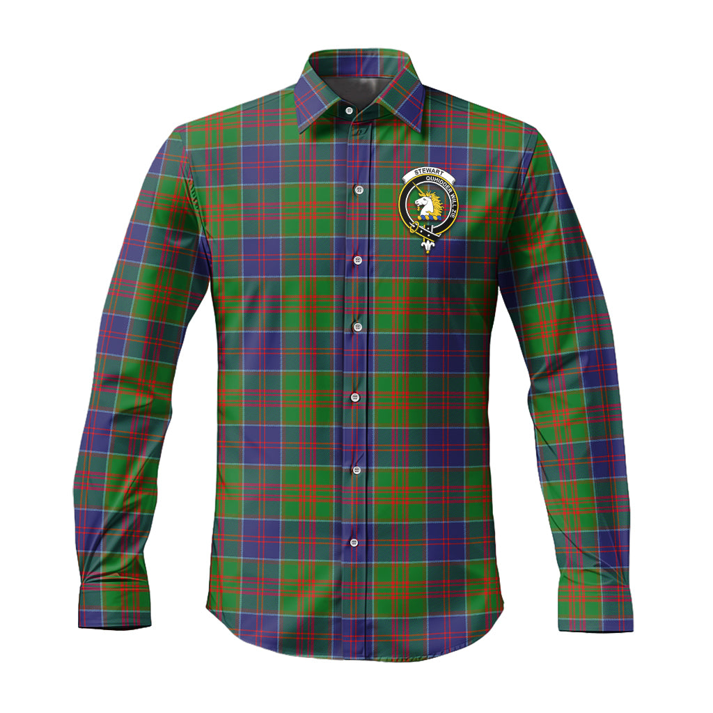 stewart-of-appin-hunting-modern-tartan-long-sleeve-button-up-shirt-with-family-crest