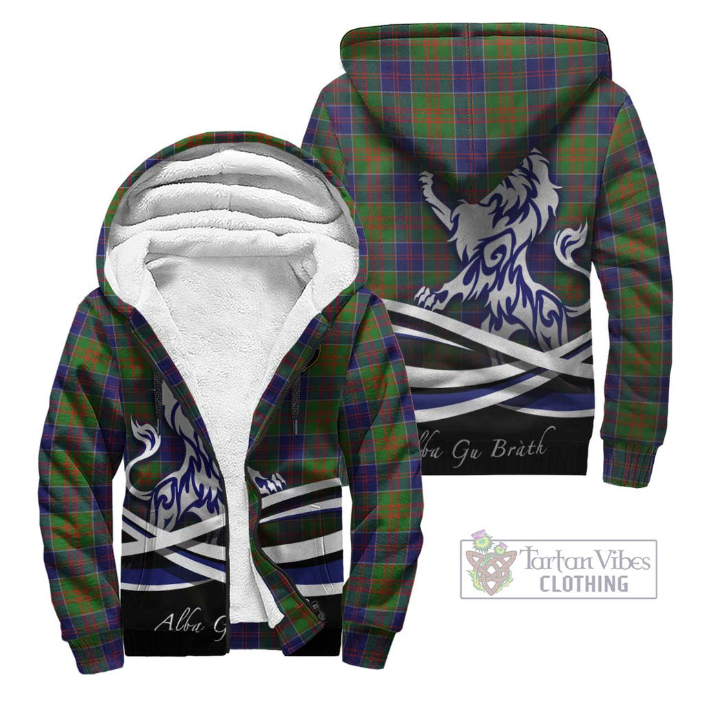 Stewart of Appin Hunting Modern Tartan Sherpa Hoodie with Alba Gu Brath Regal Lion Emblem Unisex - Tartanvibesclothing Shop