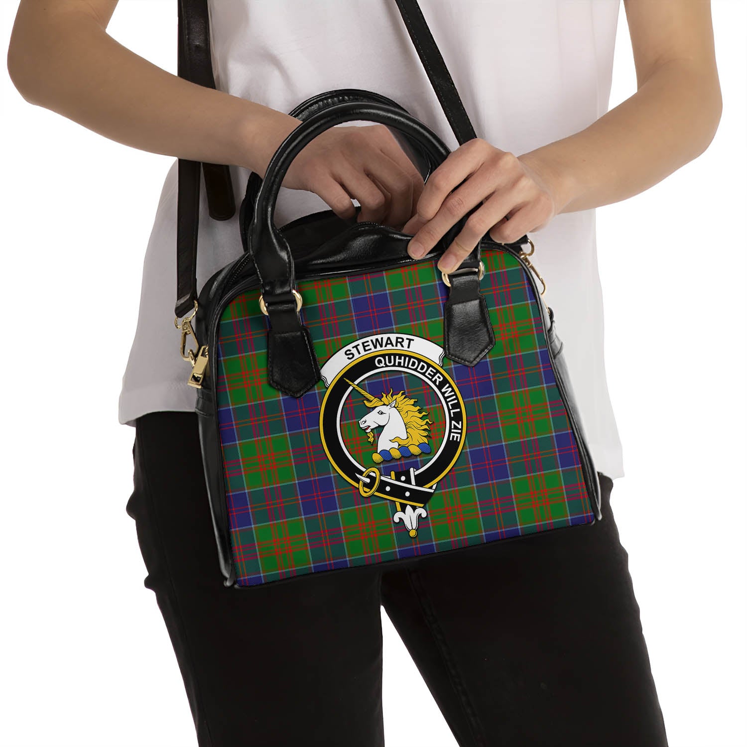 Stewart of Appin Hunting Modern Tartan Shoulder Handbags with Family Crest - Tartanvibesclothing