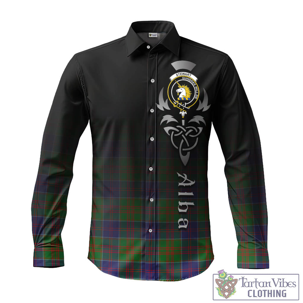 Tartan Vibes Clothing Stewart of Appin Hunting Modern Tartan Long Sleeve Button Up Featuring Alba Gu Brath Family Crest Celtic Inspired