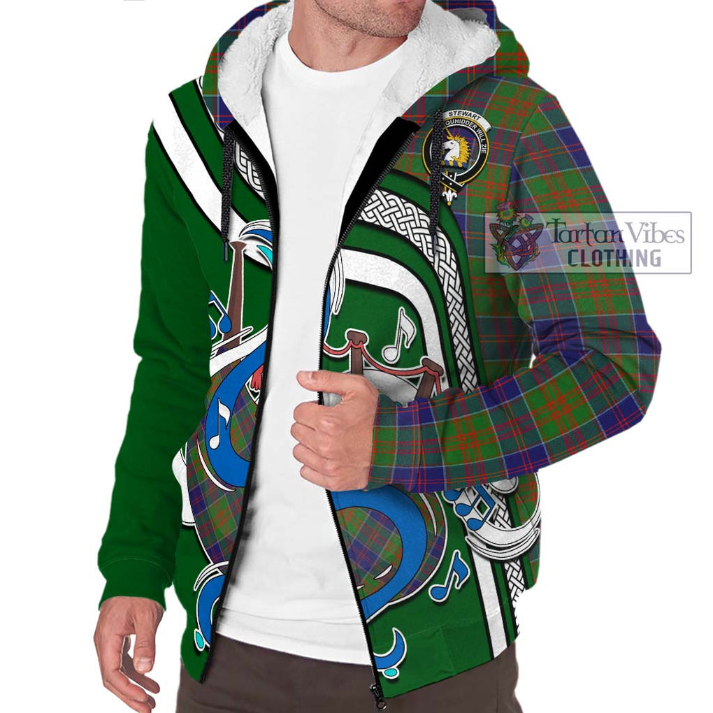 Stewart of Appin Hunting Modern Tartan Sherpa Hoodie with Epic Bagpipe Style Unisex - Tartanvibesclothing Shop