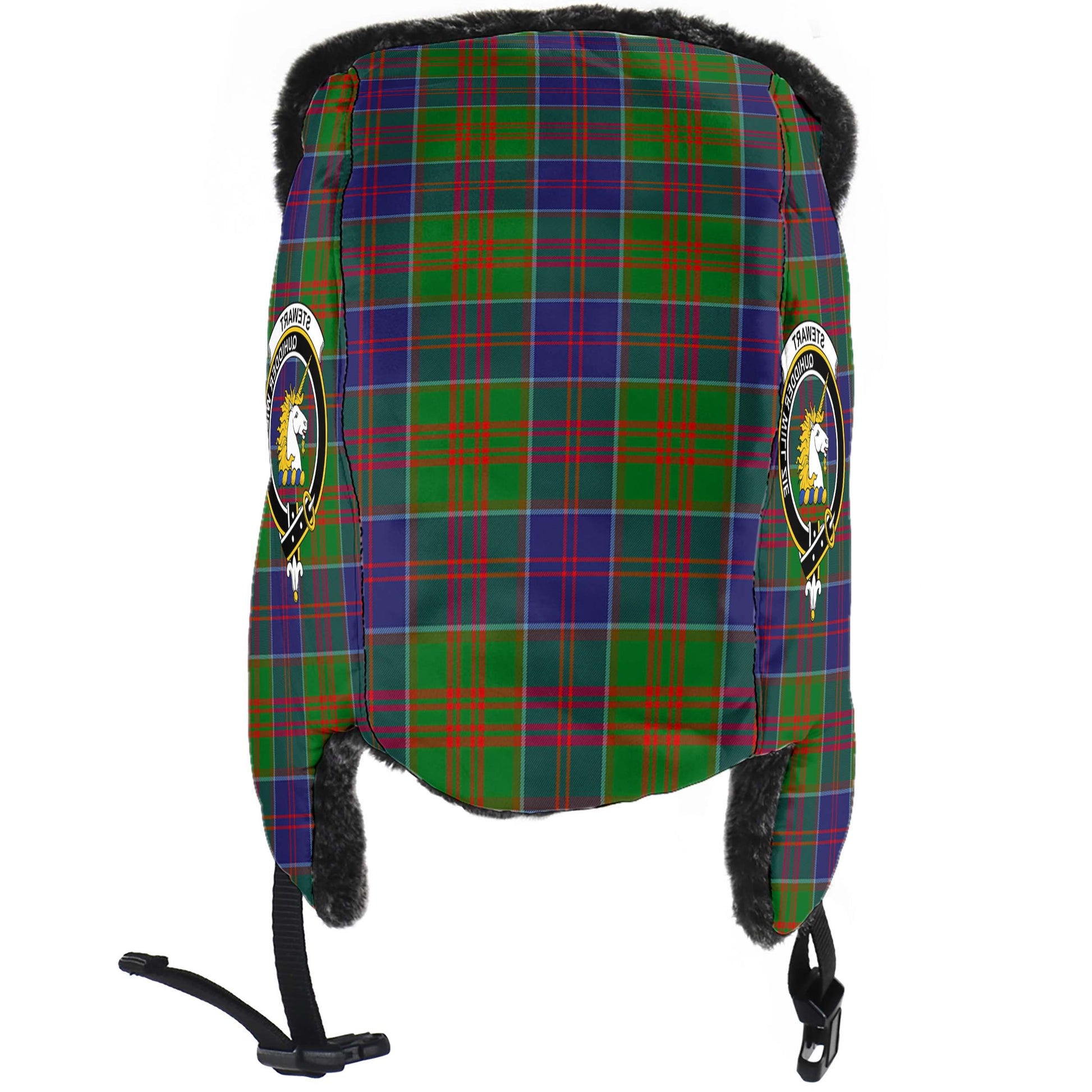 Stewart of Appin Hunting Modern Tartan Winter Trapper Hat with Family Crest - Tartanvibesclothing