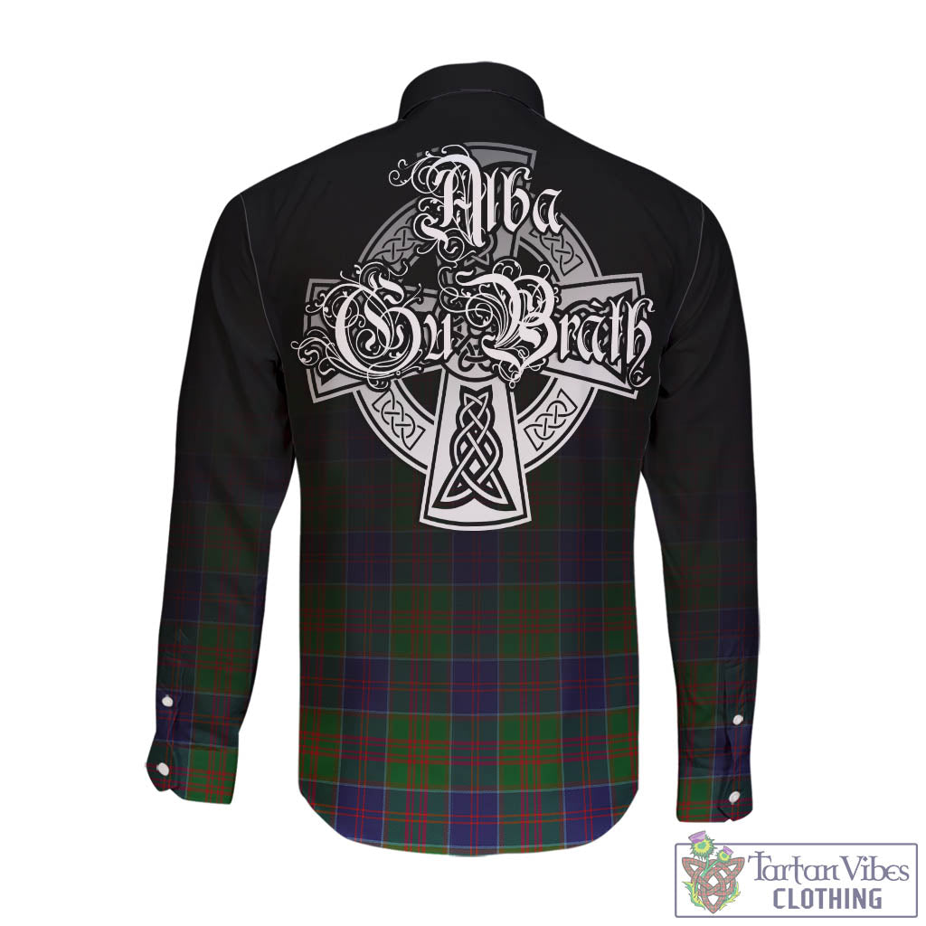 Tartan Vibes Clothing Stewart of Appin Hunting Modern Tartan Long Sleeve Button Up Featuring Alba Gu Brath Family Crest Celtic Inspired