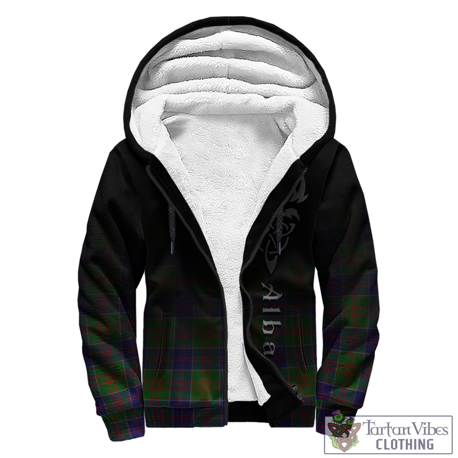 Tartan Vibes Clothing Stewart of Appin Hunting Modern Tartan Sherpa Hoodie Featuring Alba Gu Brath Family Crest Celtic Inspired