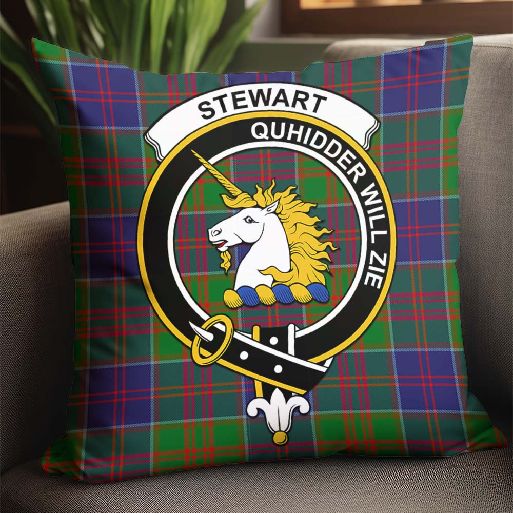 Stewart of Appin Hunting Modern Tartan Pillow Cover with Family Crest - Tartanvibesclothing