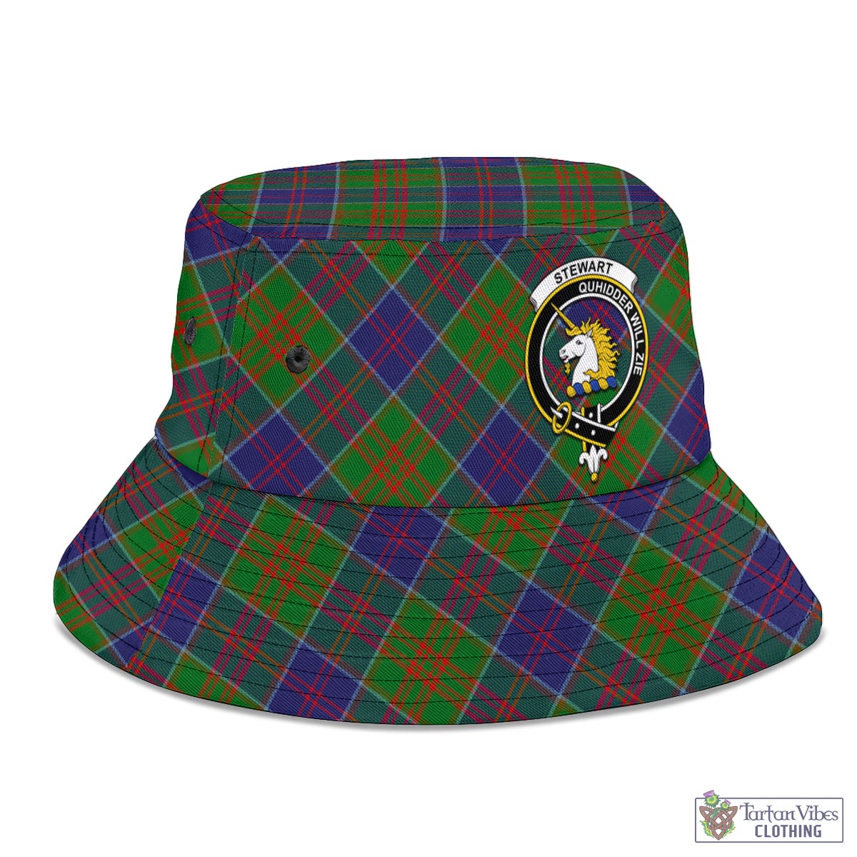 Tartan Vibes Clothing Stewart of Appin Hunting Modern Tartan Bucket Hat with Family Crest