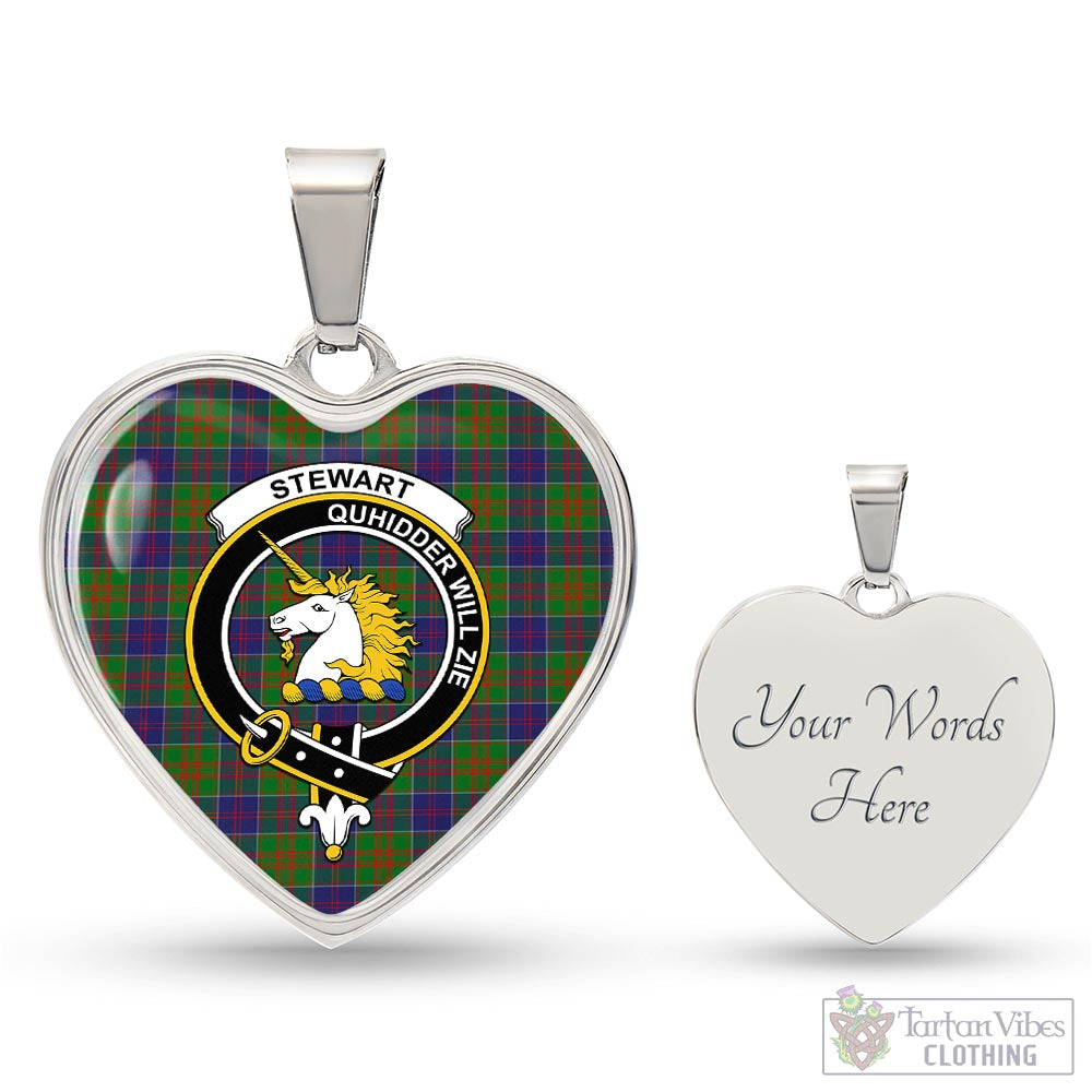 Tartan Vibes Clothing Stewart of Appin Hunting Modern Tartan Heart Necklace with Family Crest