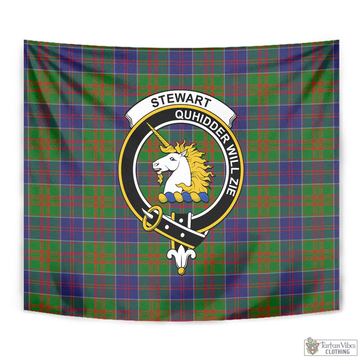 Tartan Vibes Clothing Stewart of Appin Hunting Modern Tartan Tapestry Wall Hanging and Home Decor for Room with Family Crest