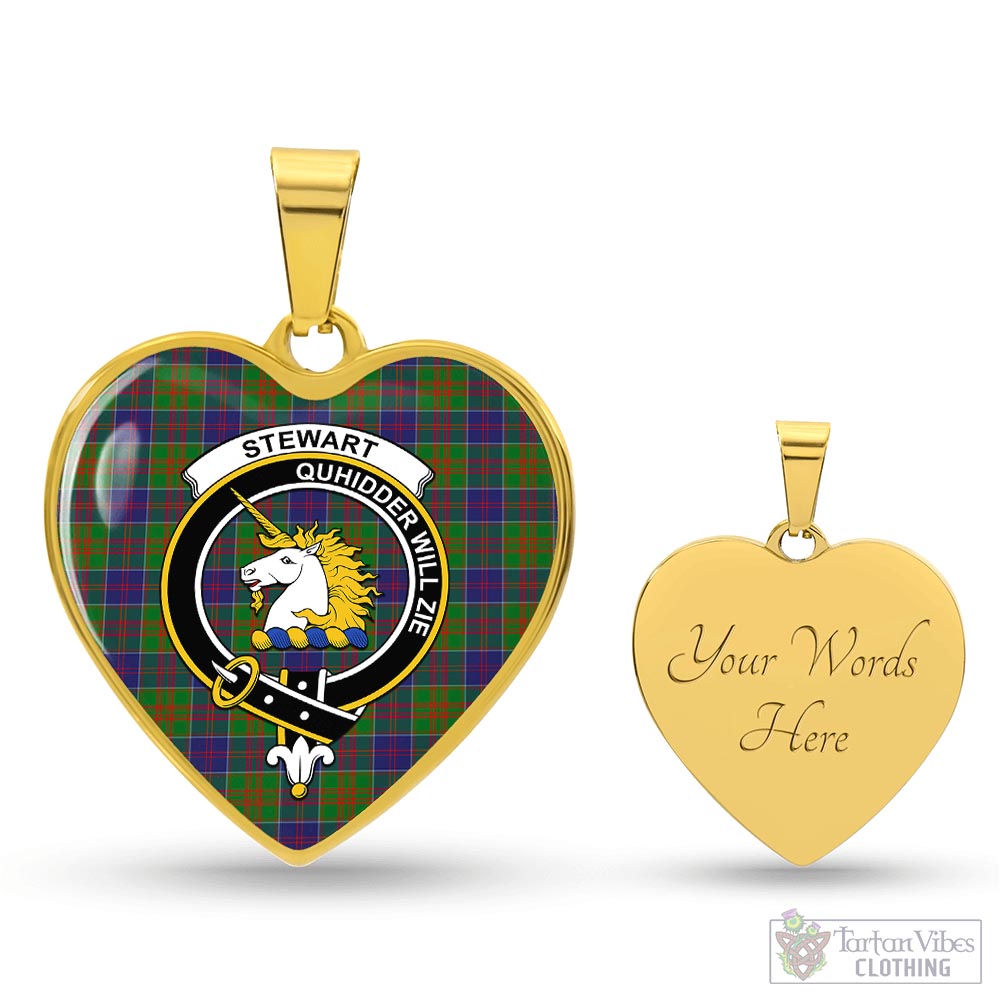 Tartan Vibes Clothing Stewart of Appin Hunting Modern Tartan Heart Necklace with Family Crest