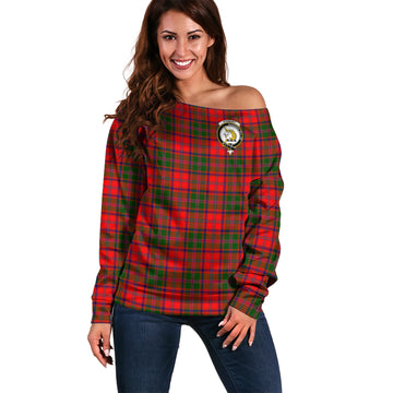 Stewart of Appin Modern Tartan Off Shoulder Women Sweater with Family Crest