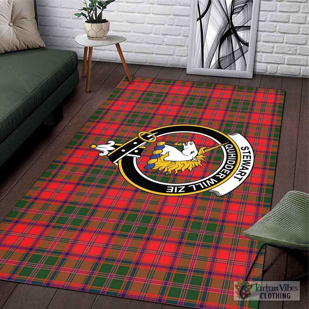 Tartan Vibes Clothing Stewart of Appin Modern Tartan Area Rug with Family Crest