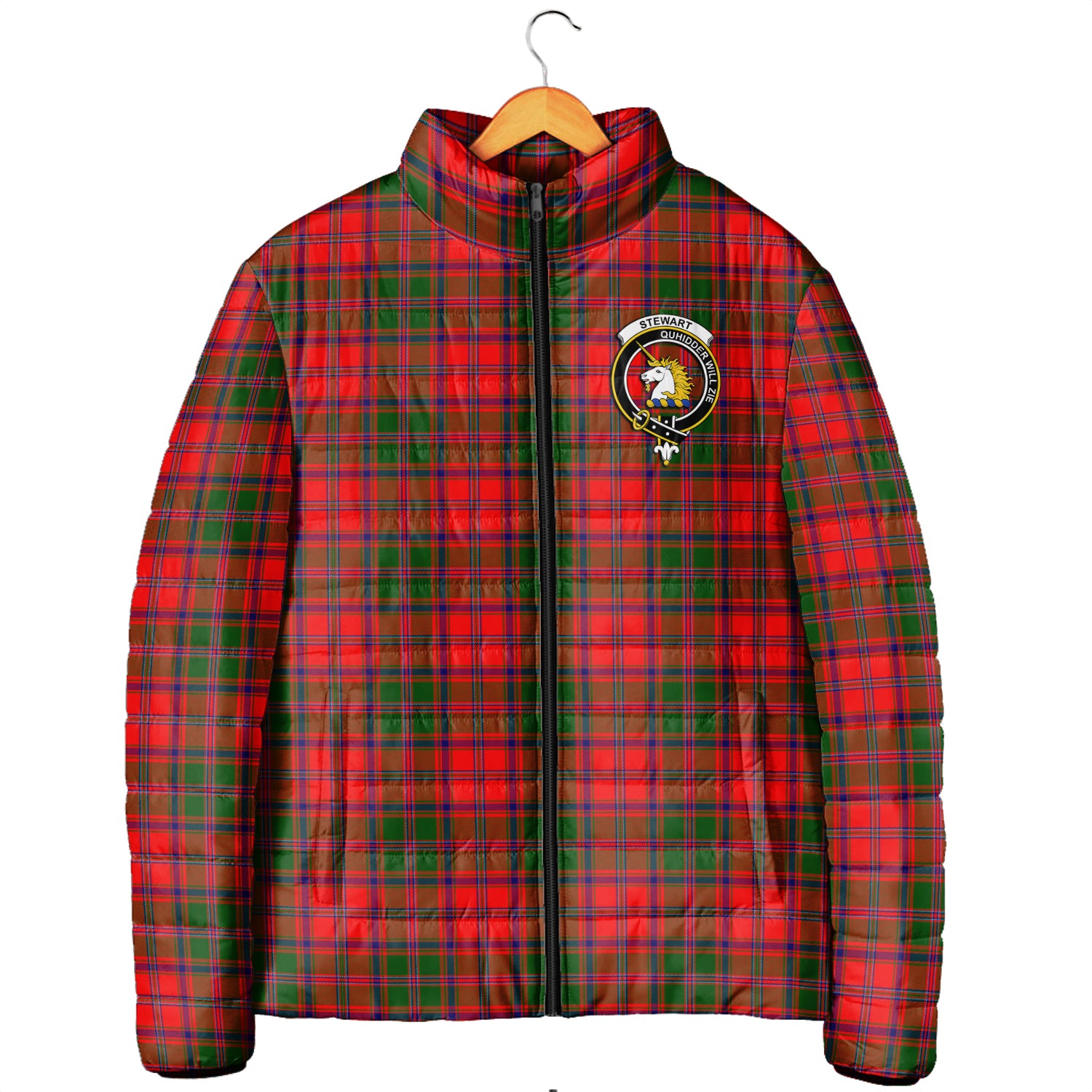 Stewart of Appin Modern Tartan Padded Jacket with Family Crest Men's Padded Jacket - Tartan Vibes Clothing