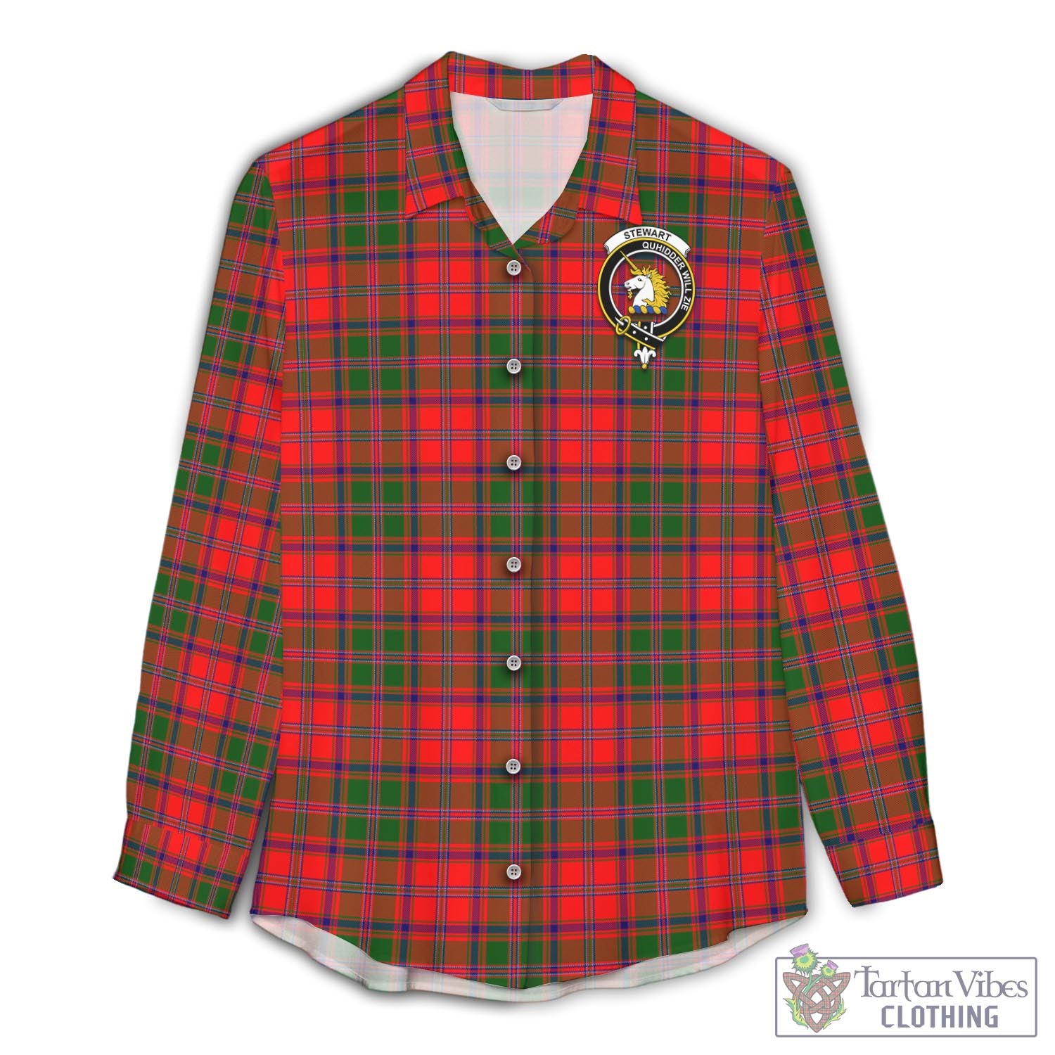 Tartan Vibes Clothing Stewart of Appin Modern Tartan Womens Casual Shirt with Family Crest