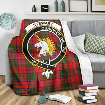 Stewart of Appin Modern Tartan Blanket with Family Crest