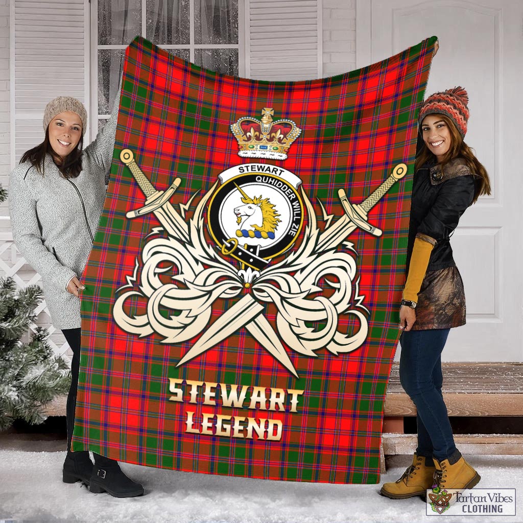 Tartan Vibes Clothing Stewart of Appin Modern Tartan Blanket with Clan Crest and the Golden Sword of Courageous Legacy