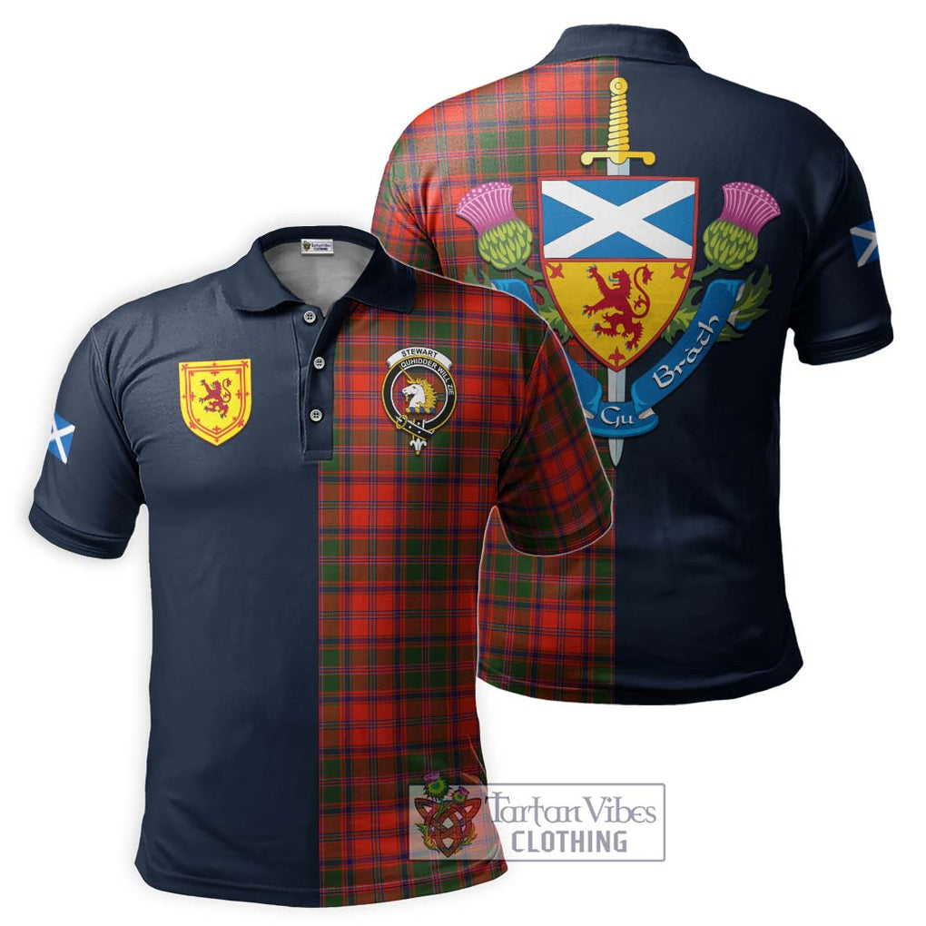 Tartan Vibes Clothing Stewart of Appin Modern Tartan Polo Shirt with Scottish Lion Royal Arm Half Style