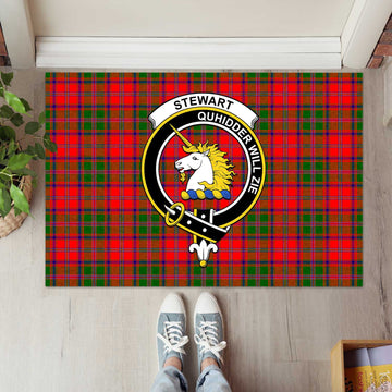 Stewart of Appin Modern Tartan Door Mat with Family Crest