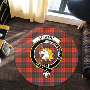 Stewart of Appin Modern Tartan Round Rug with Family Crest