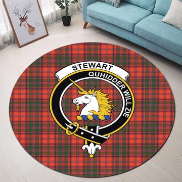 Stewart of Appin Modern Tartan Round Rug with Family Crest