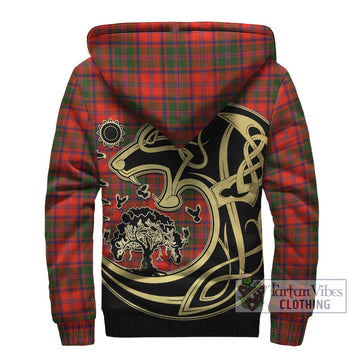 Stewart of Appin Modern Tartan Sherpa Hoodie with Family Crest Celtic Wolf Style