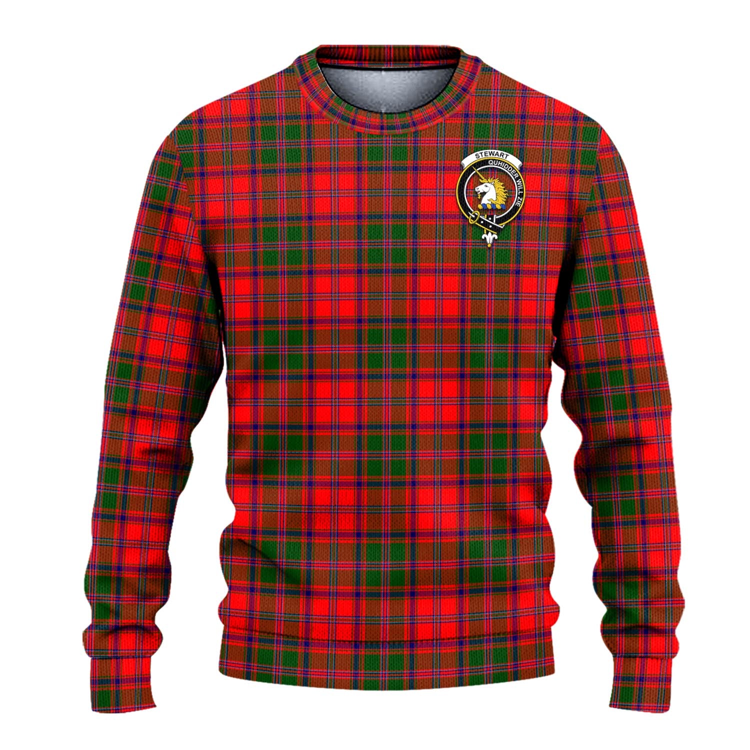 Stewart of Appin Modern Tartan Knitted Sweater with Family Crest - Tartanvibesclothing